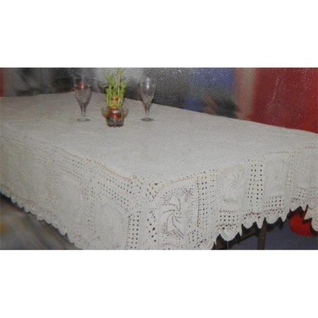 TAPESTRY TRADING Tapestry Trading GL-29W60120 60 x 120 in. Handmade Indian Crochet Table Cloth; White GL-29W60120
